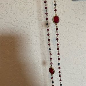 Extra long red necklace